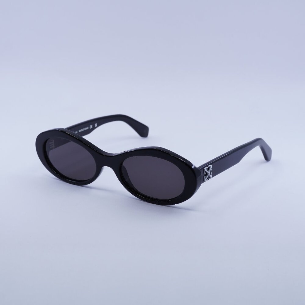 Off-White OERI13G EDISON 1007 Sunglasses Black Oval Frame, Grey Lenses